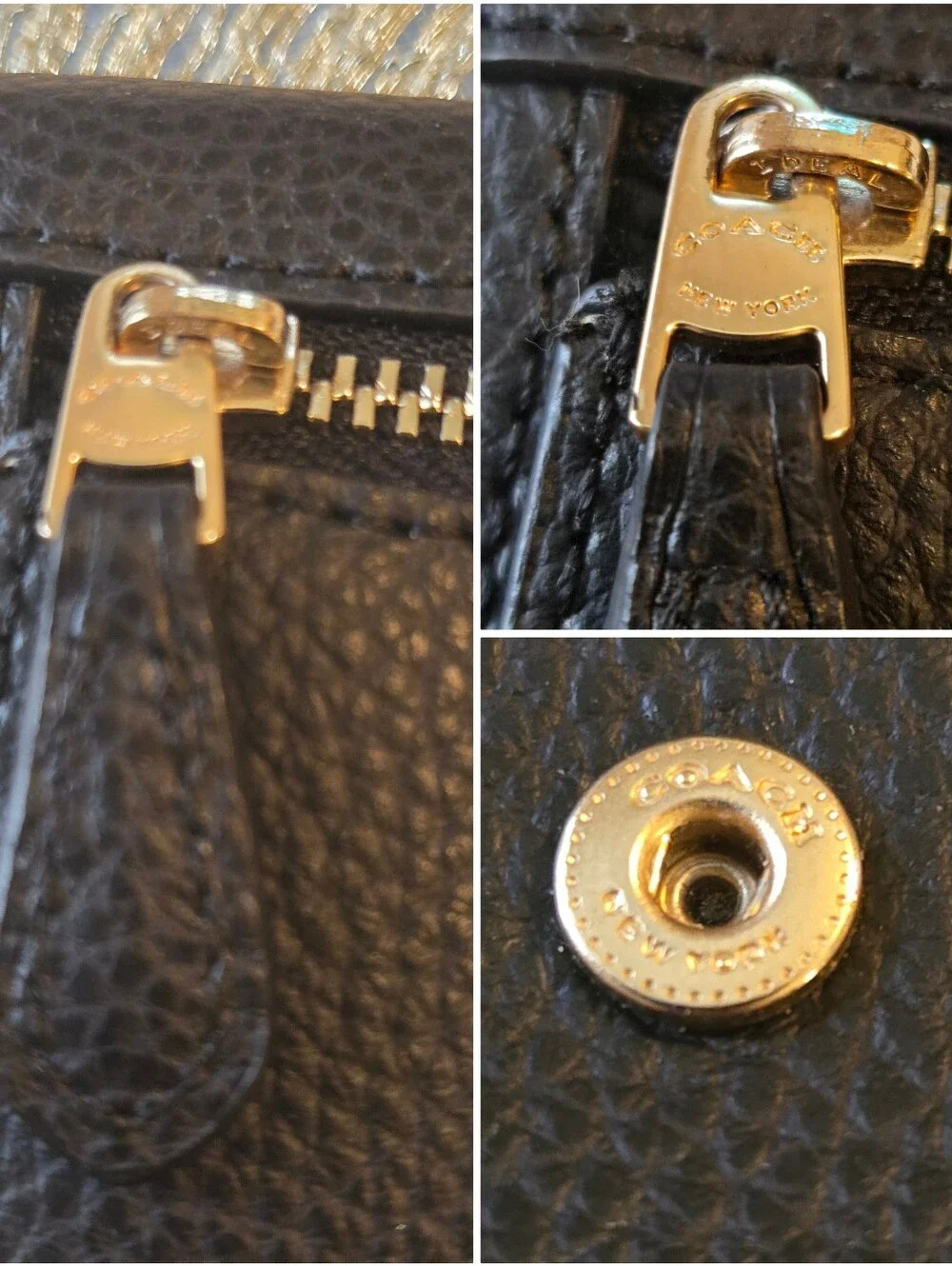 Coach Black Polished Pebbled Leather Flap Envelope Long Wallet F16613